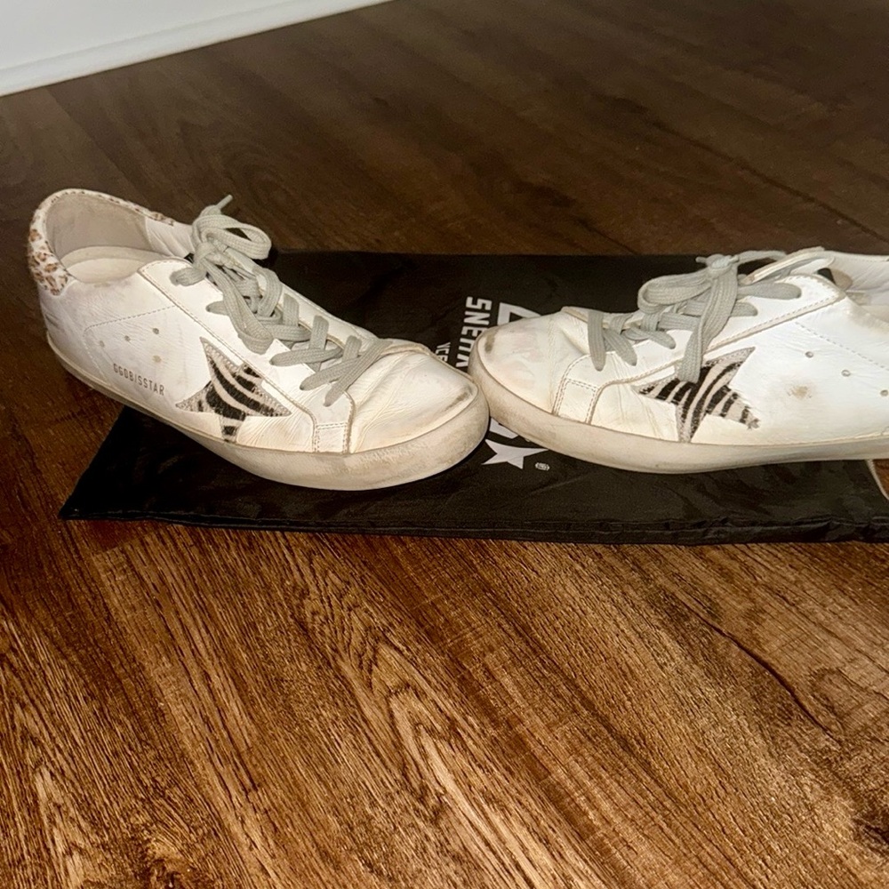 Golden Goose White and Black Sneakers
